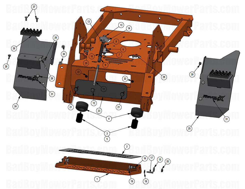 4199 - Bad Boy Mower Parts Lookup > 2025 > Revolt X > Fenders & Platform